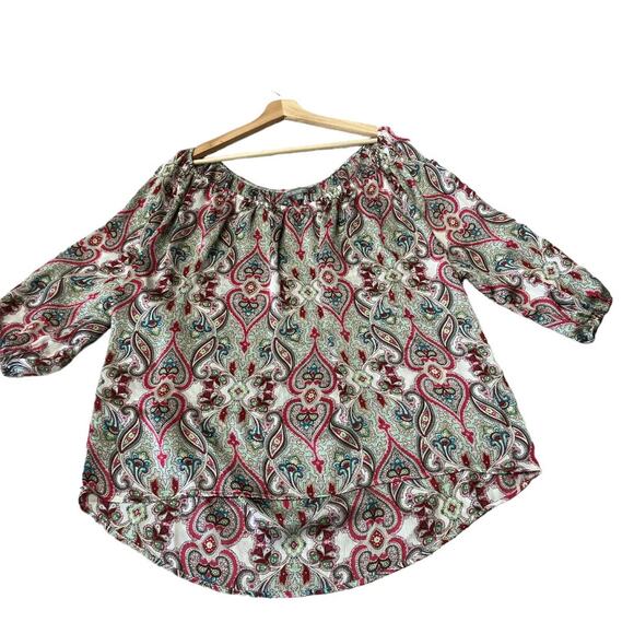 NY Collection Off the Shoulder Paisley Peasant Blouse Size 2X - Picture 1 of 7